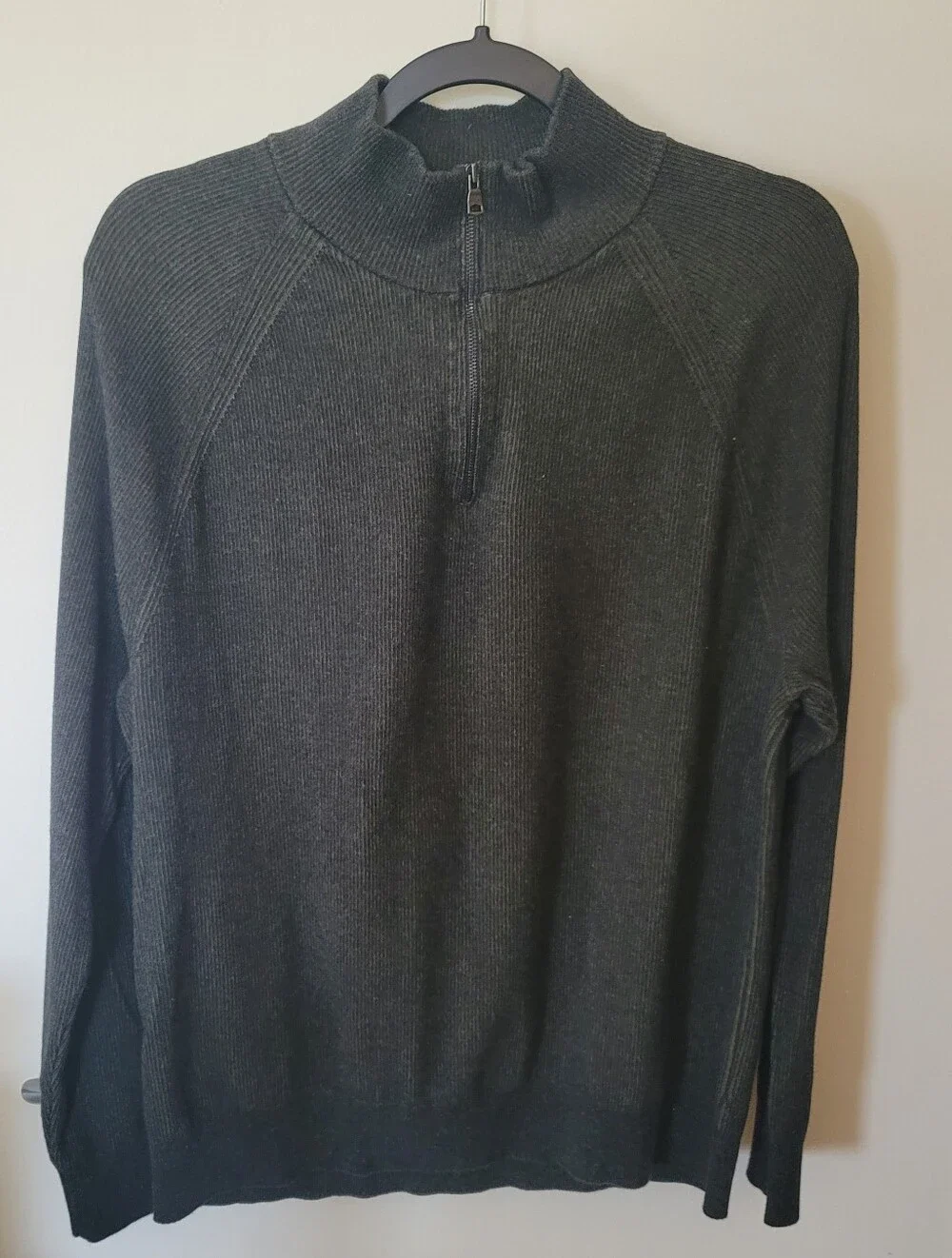 Banana Republic Men's Dark Charcoal Quarter-Zip Sweater